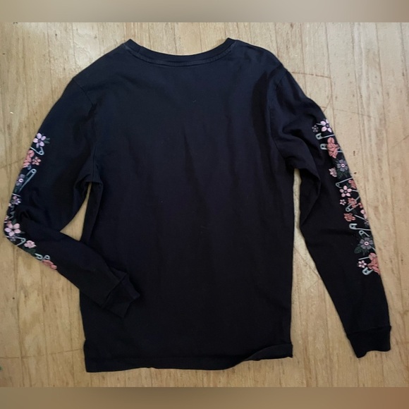 Vans Black Long Sleeve Shirt with Floral Sleeves - Picture 5 of 5